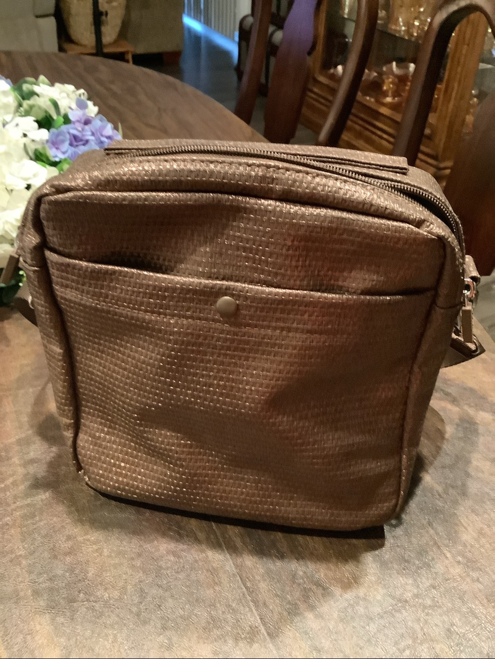 HKWIP bronze brown sparkly crossbody bag - Picture 2 of 3